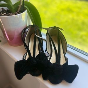 Black Velvet Bow Joyfolie Girls Shoes Size 1